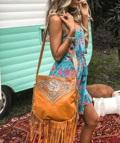 MAHIYA Boho Leather Dusky Bag - Tan