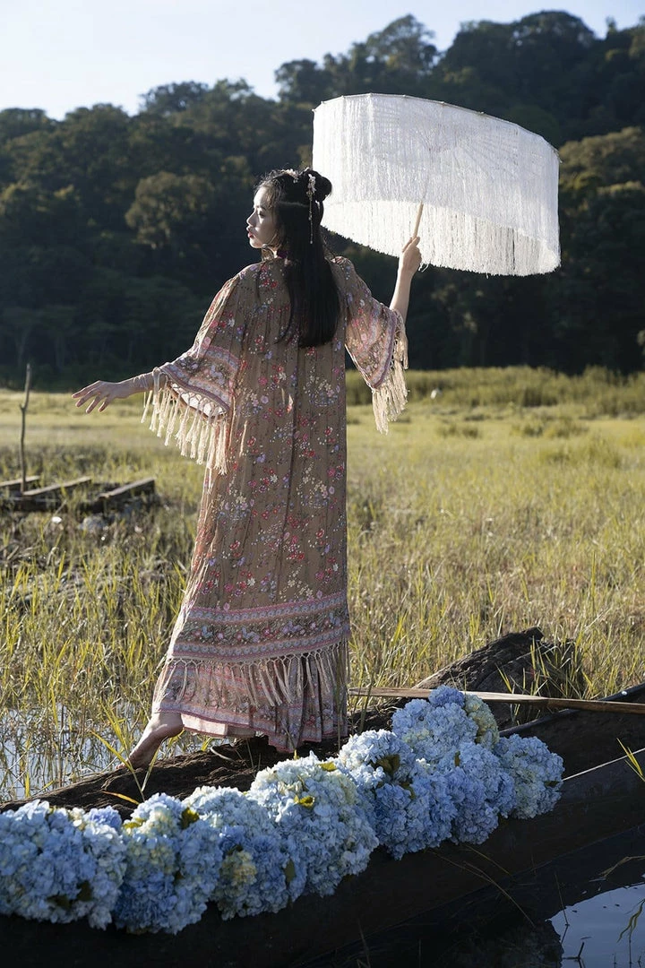 Tulle And Batiste Kimono | Duster Phoenix Robe - Golden Olive - Preorder 5 Tulle And Batiste Kimono | Duster Phoenix Robe - Golden Olive - Preorder