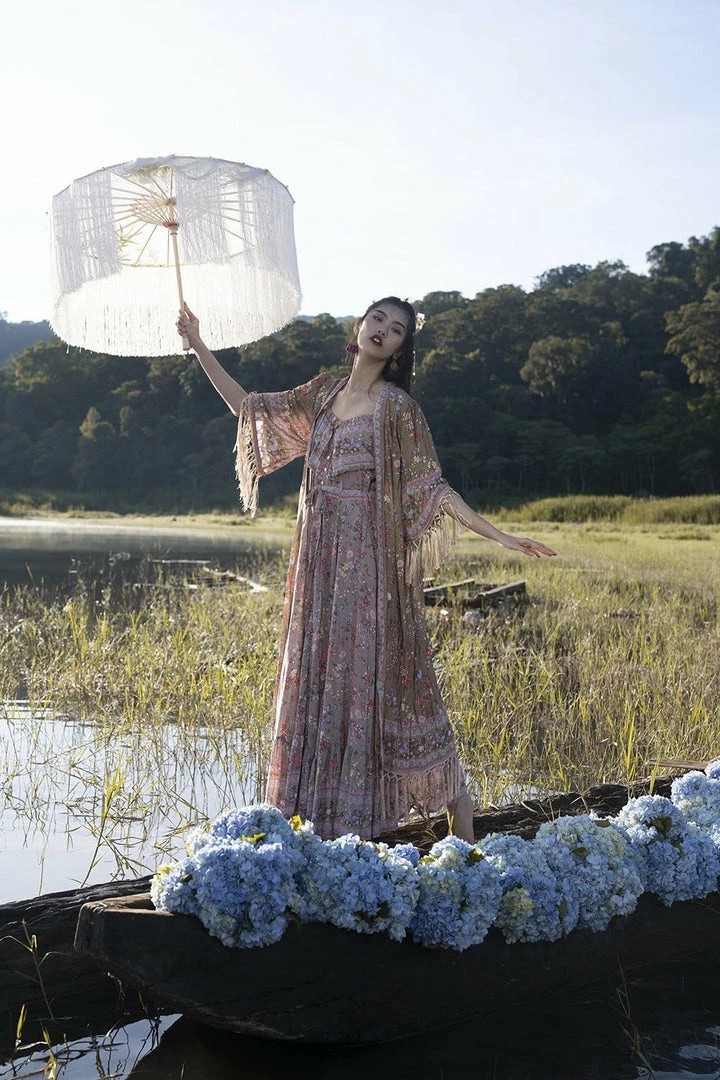 Tulle And Batiste Kimono | Duster Phoenix Robe - Golden Olive - Preorder 2 Tulle And Batiste Kimono | Duster Phoenix Robe - Golden Olive - Preorder