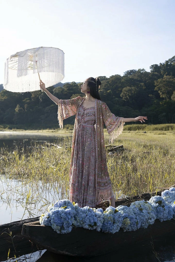 Tulle And Batiste Kimono | Duster Phoenix Robe - Golden Olive - Preorder 4 Tulle And Batiste Kimono | Duster Phoenix Robe - Golden Olive - Preorder