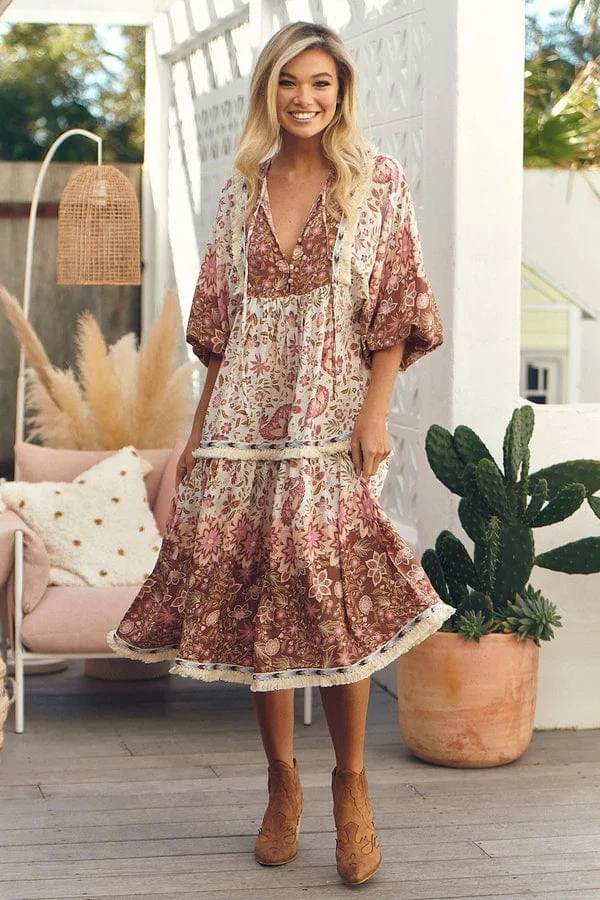 Jaase Dresses Palace Midi Dress - Flower Fields 10 Jaase Dresses Palace Midi Dress - Flower Fields