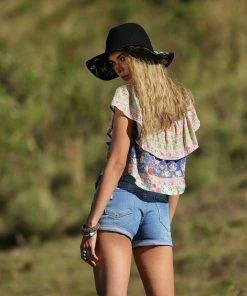 Tulle And Batiste Hosannah Frill Top - Lapis Lazuli - Preorder Tops