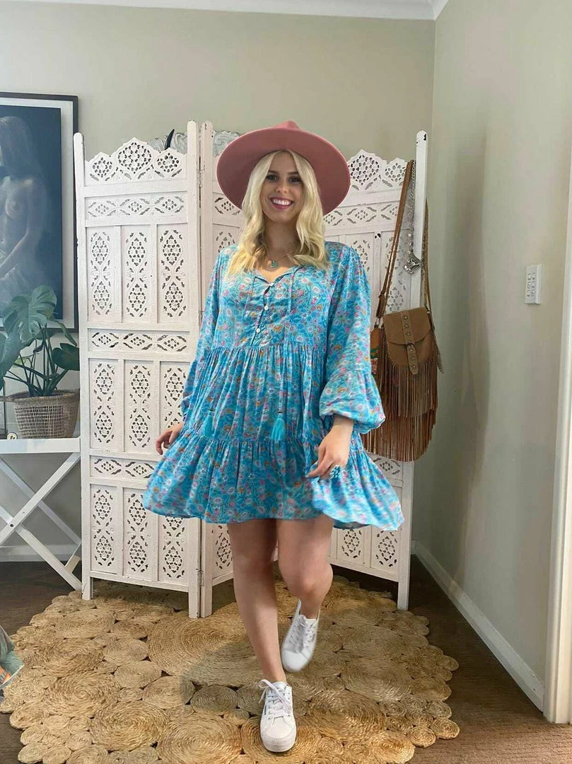 CELESTIAL GYPSY Holly Swing Dress - Turquoise Dresses 2 CELESTIAL GYPSY Holly Swing Dress - Turquoise Dresses