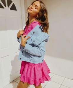 PAPER HEART Jackets & Coats Lovelle Denim Jacket - Sky 7 PAPER HEART Jackets & Coats Lovelle Denim Jacket - Sky