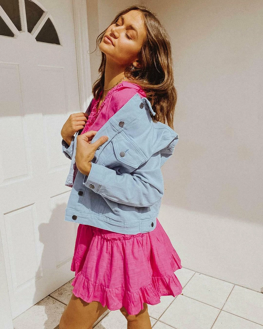 PAPER HEART Jackets & Coats Lovelle Denim Jacket - Sky 3 PAPER HEART Jackets & Coats Lovelle Denim Jacket - Sky