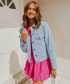 PAPER HEART Jackets & Coats Lovelle Denim Jacket - Sky 8 PAPER HEART Jackets & Coats Lovelle Denim Jacket - Sky