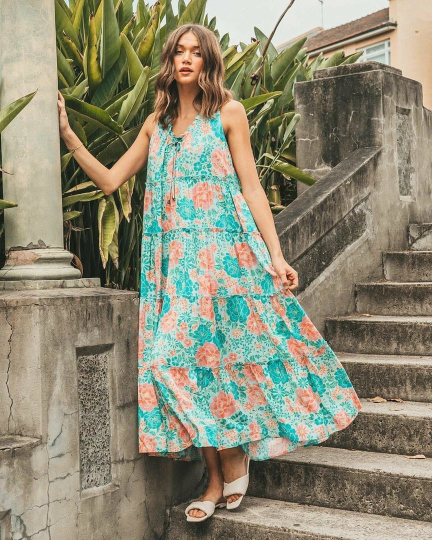 LABEL OF LOVE Ariel Maxi Dress - Mint Floral 6 LABEL OF LOVE Ariel Maxi Dress - Mint Floral