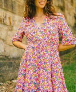 LABEL OF LOVE Ziggy Dress - Rainbow Floral
