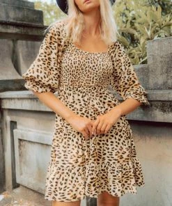 PAPER HEART Lara Mini Dress - Leopard