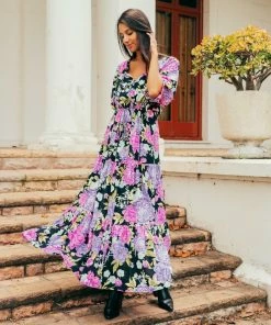 White Closet Tarni Maxi Dress - Purple Floral Dresses
