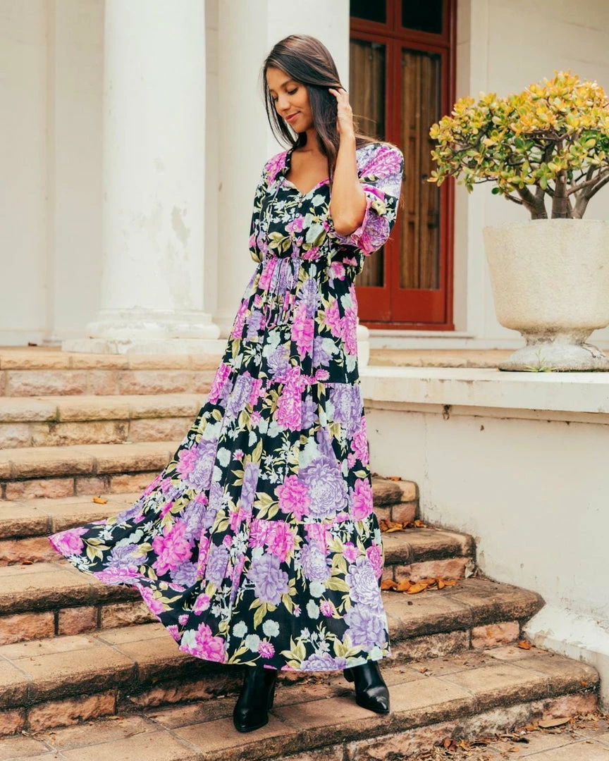 White Closet Tarni Maxi Dress - Purple Floral Dresses 2 White Closet Tarni Maxi Dress - Purple Floral Dresses