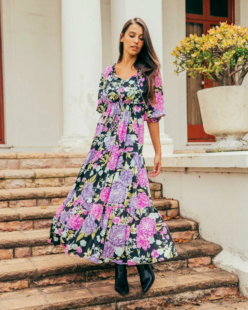 White Closet Tarni Maxi Dress - Purple Floral Dresses 5 White Closet Tarni Maxi Dress - Purple Floral Dresses