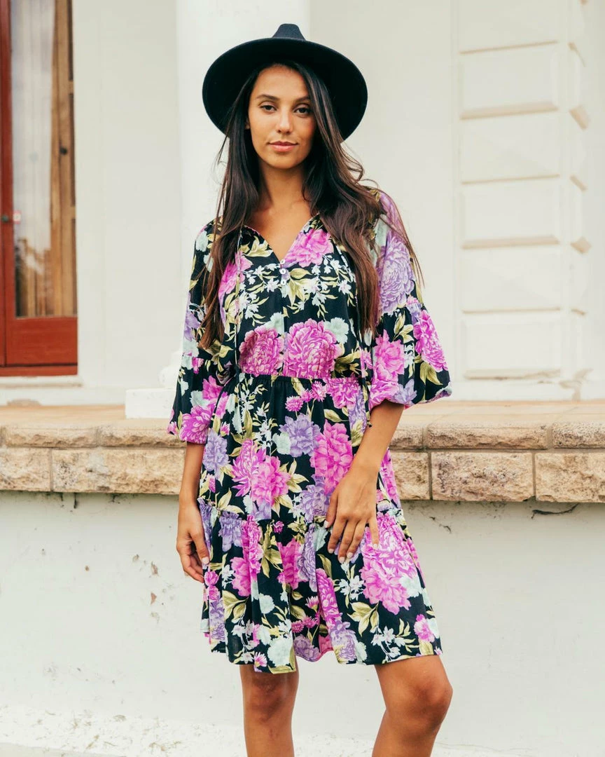 WHITE CLOSET Dresses Tarni Mini Dress - Purple Floral 3 WHITE CLOSET Dresses Tarni Mini Dress - Purple Floral