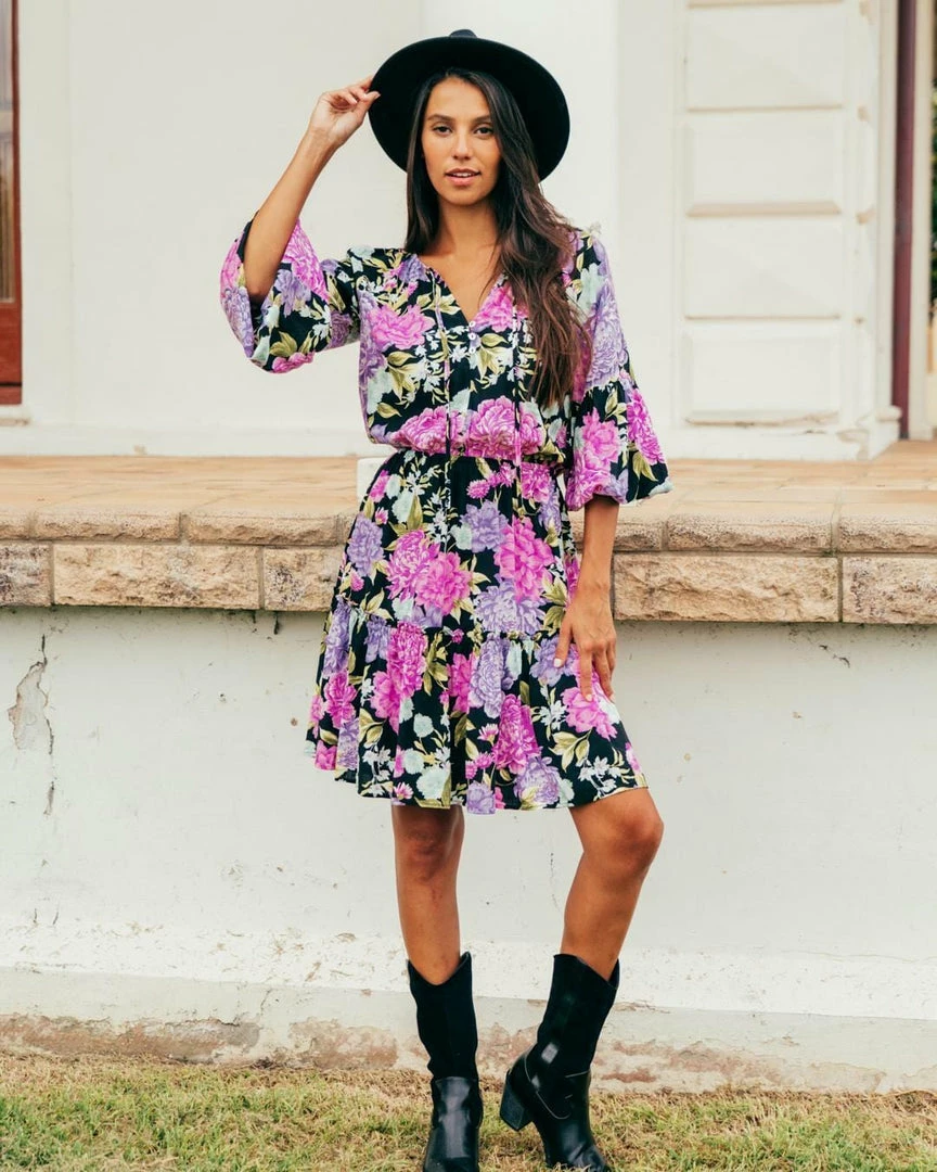 WHITE CLOSET Dresses Tarni Mini Dress - Purple Floral 2 WHITE CLOSET Dresses Tarni Mini Dress - Purple Floral