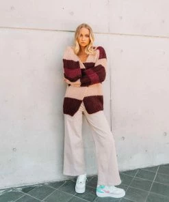 PAPER HEART Layara Cardigan - Wine Long Sleeve Tops