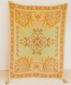 KAILANI THE LABEL All Home & Gift Oceania Throw Rug In Mint Green & Marigold Orange