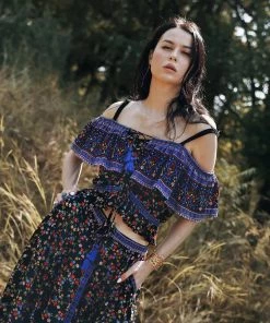 Tulle And Batiste Tops Jolie Crop Top - Moonless Night - Preorder