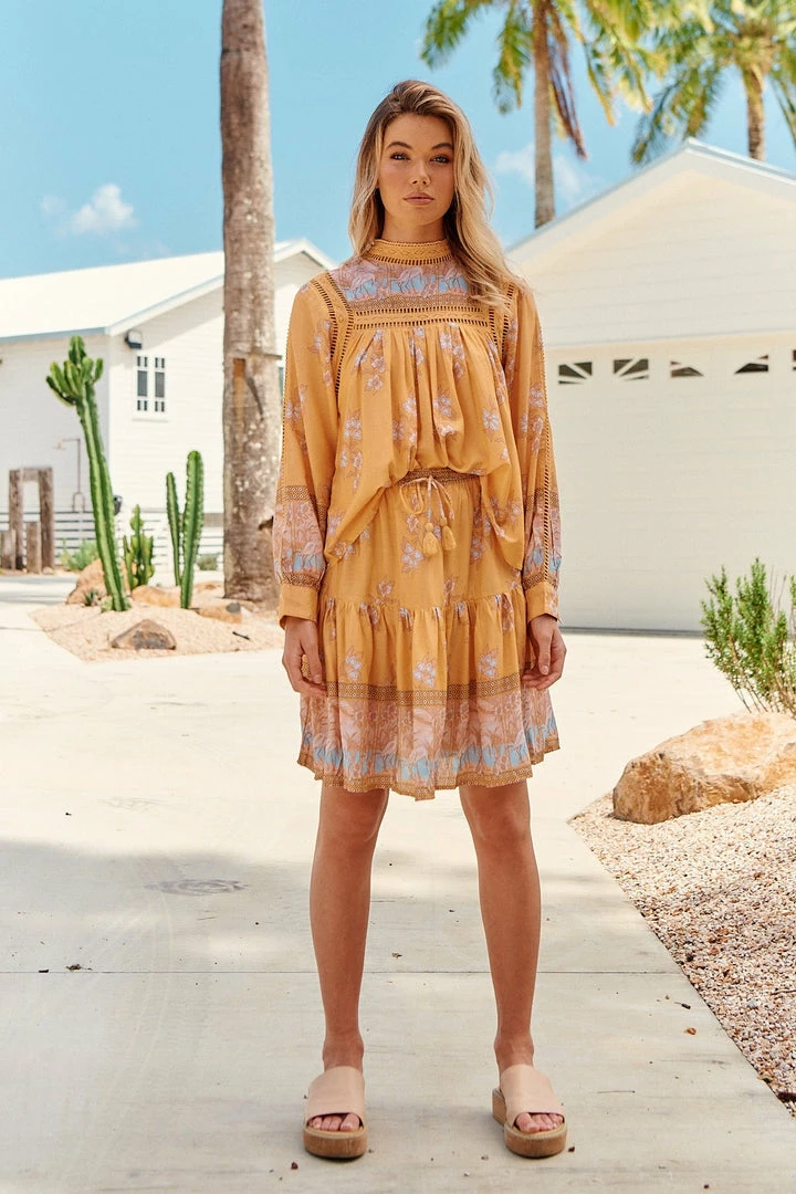 Jaase Mini Skirts Addie Mini Skirt - Mango Paper Crane 2 Jaase Mini Skirts Addie Mini Skirt - Mango Paper Crane