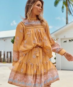 Jaase Mini Skirts Addie Mini Skirt - Mango Paper Crane 23 Jaase Mini Skirts Addie Mini Skirt - Mango Paper Crane