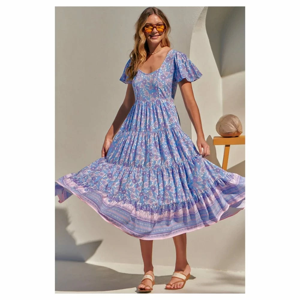 Jaase Cranberry Maxi Dress - Flamingo Wonderland Blue Dresses 2 Jaase Cranberry Maxi Dress - Flamingo Wonderland Blue Dresses