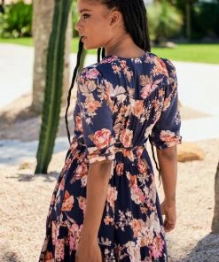 Jaase Dresses Eve Midi Dress - Winter Rose Navy