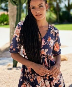 Jaase Dresses Eve Midi Dress - Winter Rose Navy