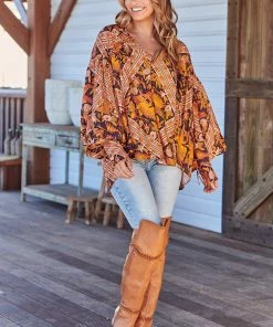 Jaase Folk Blouse - Lantana Tops