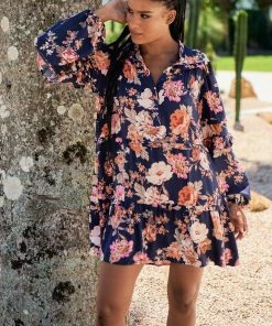 Jaase Dresses Monroe Dress - Winter Rose Navy