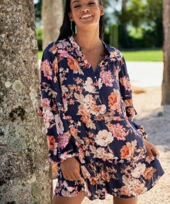 Jaase Dresses Monroe Dress - Winter Rose Navy