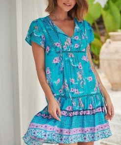 Jaase Jess Dress - Turquoise Starry