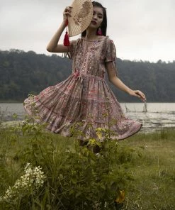 Tulle And Batiste Luna Frill Mini Dress - Warm Taupe - Preorder Dresses