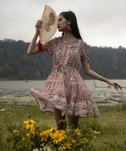 Tulle And Batiste Luna Frill Mini Dress - Warm Taupe - Preorder Dresses