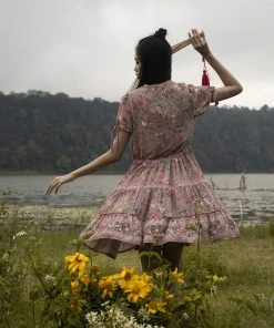 Tulle And Batiste Luna Frill Mini Dress - Warm Taupe - Preorder Dresses