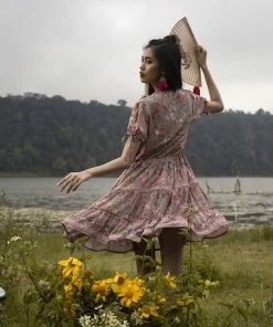 Tulle And Batiste Luna Frill Mini Dress - Warm Taupe - Preorder Dresses