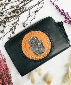 MAHIYA Boho Leather Aphrodite Wallet - Black/Tan