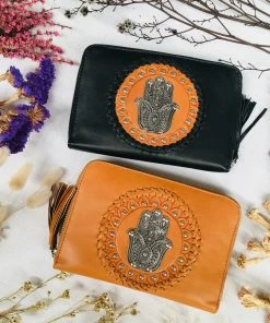 MAHIYA Boho Leather Aphrodite Wallet - Black/Tan