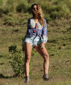 Tulle And Batiste Miriam Boho Blouse - Lapis Lazuli - Preorder Tops