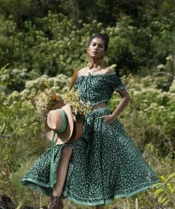 Tulle And Batiste Skirts Montana Midi Skirt - Emerald - Preorder