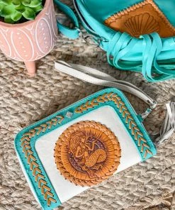 MAHIYA Boho Leather Maiden Mermaid Purse - Turquoise