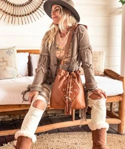 MAHIYA Boho Leather Moon Child Leather Bag