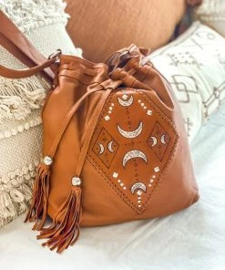 MAHIYA Boho Leather Moon Child Leather Bag