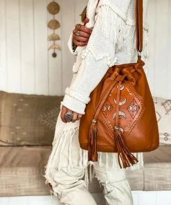 MAHIYA Boho Leather Moon Child Leather Bag