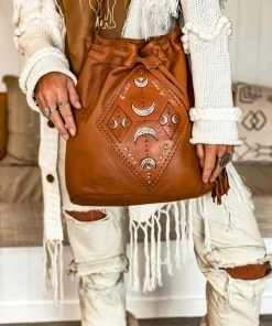 MAHIYA Boho Leather Moon Child Leather Bag
