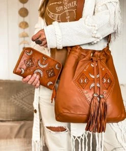 MAHIYA Boho Leather Moon Child Leather Bag