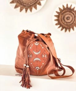 MAHIYA Boho Leather Moon Child Leather Bag