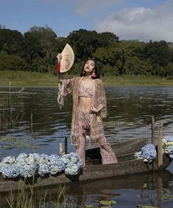 Tulle And Batiste Phoenix Short Robe - Golden Olive - Preorder Kimono | Duster