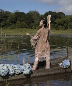 Tulle And Batiste Phoenix Short Robe - Golden Olive - Preorder Kimono | Duster