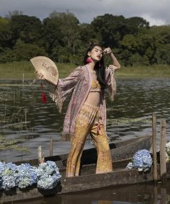 Tulle And Batiste Kimono | Duster Phoenix Short Robe - Warm Taupe - Preorder