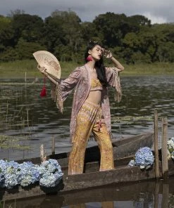 Tulle And Batiste Kimono | Duster Phoenix Short Robe - Warm Taupe - Preorder