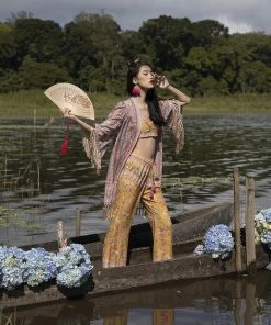 Tulle And Batiste Kimono | Duster Phoenix Short Robe - Warm Taupe - Preorder